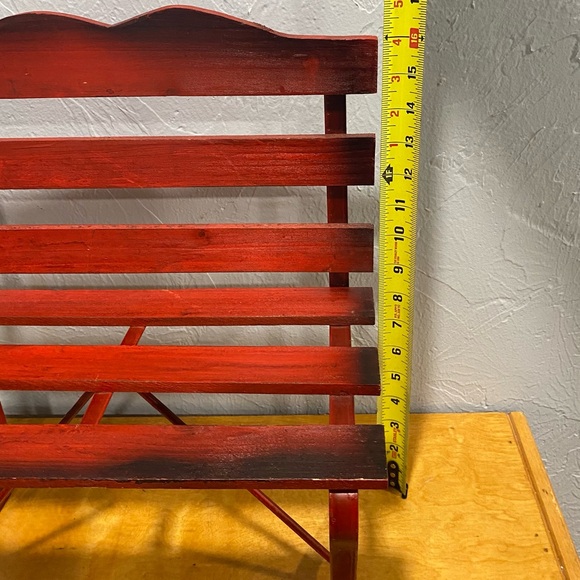 Decorative Red Wooden Doll-Size Bench - Picture 7 of 9